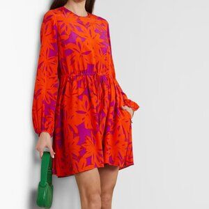 Diane von Furstenberg Sydney Floral-Print Long-Sleeve Mini Dress